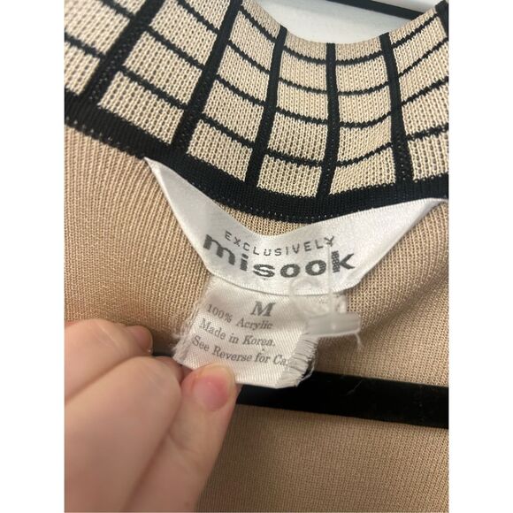 Misook Tan Black Knit Blazer Jacket, Sz Medium, MSRP $378 - Picture 6 of 9